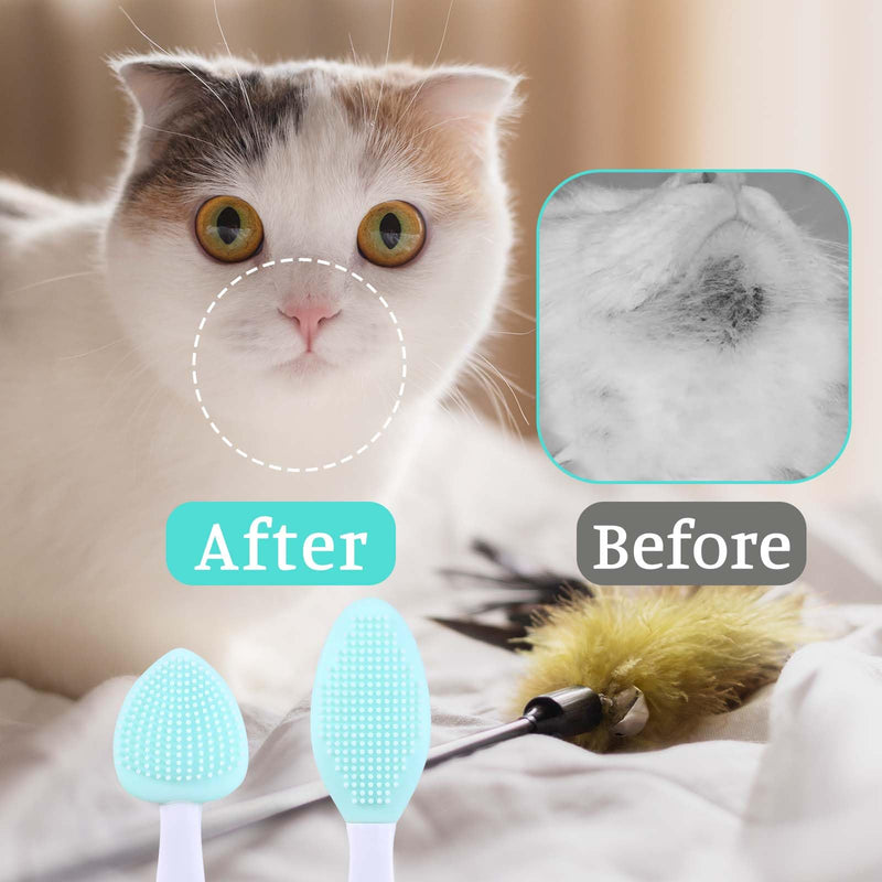 4Pcs Cat Acne Brush Set, Cat Acne Chin Treatment, Black Seed Exfoliating Brush, Dual Sided Silicone Cat Brush, for Cats Chin Acne and Blackhead Exfoliation Blue - BeesActive Australia