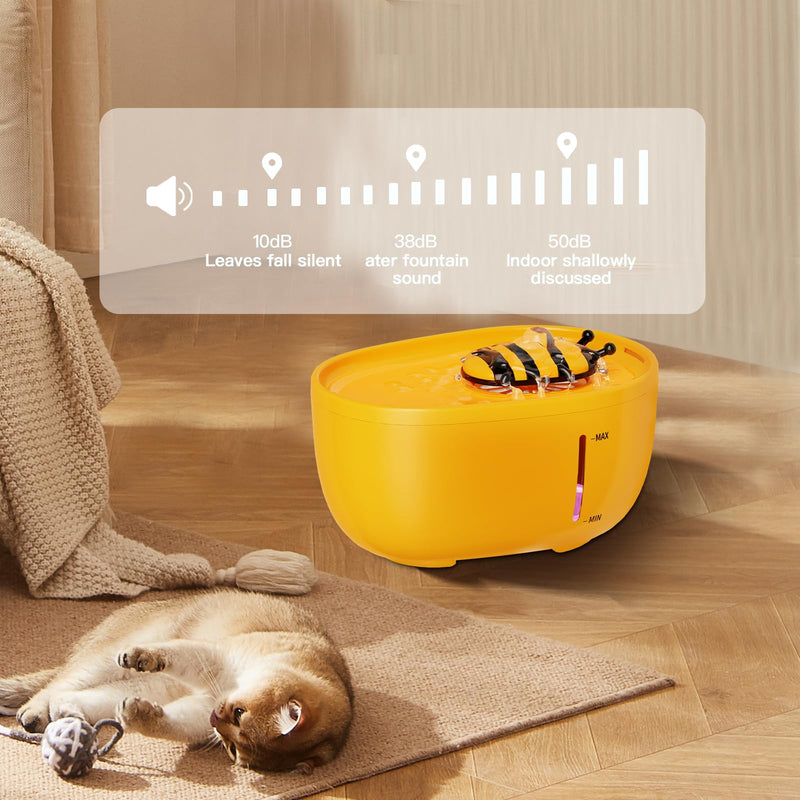 Cat water68oz/2L Cat Water Dispenser -Cat Pet Water Dispenser- Automatic Cat Water Dispenser Bowl -Cat Feeding and Drinking Supplies- Water Level Window-Ultra Quiet Water Dispenser(Yellow) Black HM-01 - BeesActive Australia