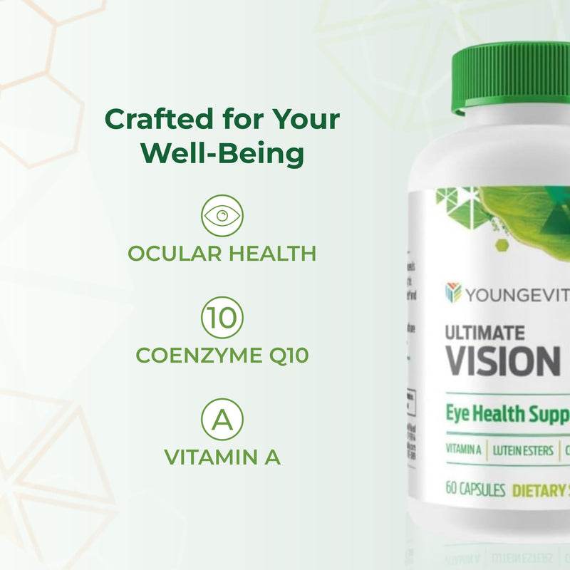 Youngevity Ultimate Vision FX Eye Health Supplement with Lutein, 60 Caps | Lutein, CoQ10, vitamins A, C and E, zinc, selenium, chromium, ocular and retinal support, eye health formula, 60 capsules 60 Count (Pack of 1)