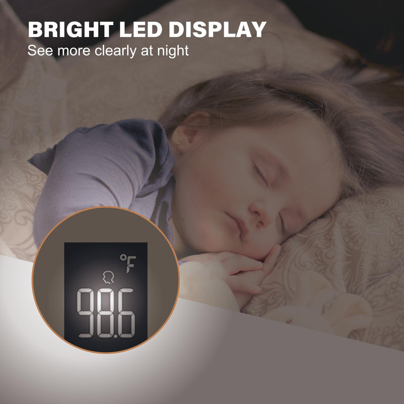 Amplim Baby Thermometer No Touch, Infrared Forehead Thermometer for Babies, Kids and Adults, Fast 1 Second Reading, LED Display, Fever Alert, °F/°C Switchable