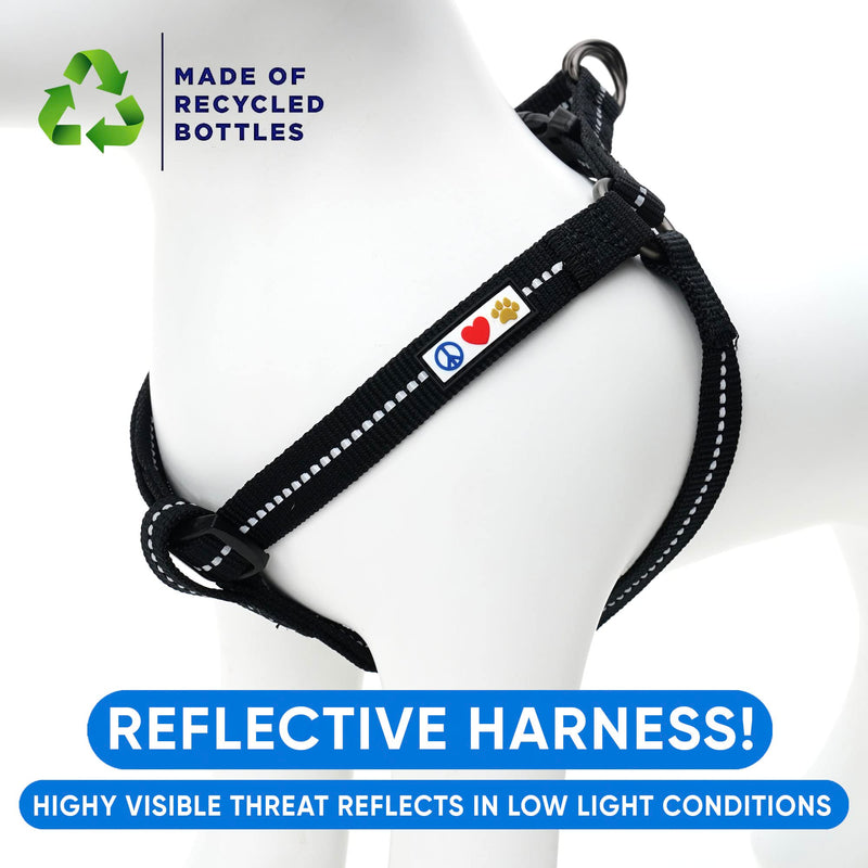 Pawtitas Recycled Dog Harness with Reflective Stitched a Puppy Harness Made from Plastic Bottles Collected from Oceans Small Black Sea Small (Pack of 1) Black ♻️ Recycled Reflective - BeesActive Australia