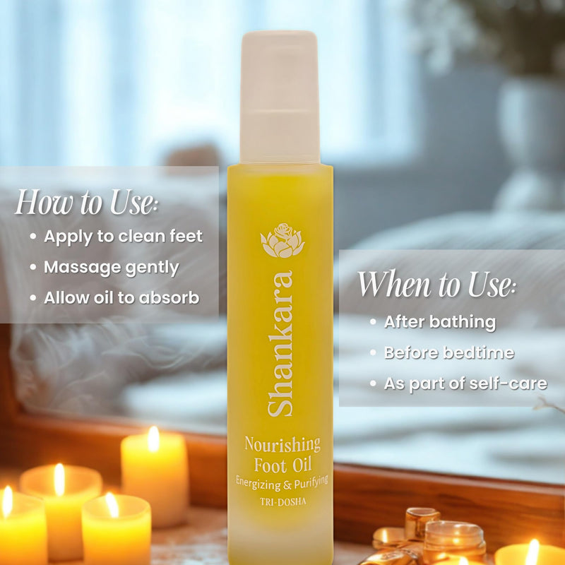 Shankara Nourishing Foot Oil – Herbal Blend with Neem, Manjistha, Tea Tree & Ayurvedic Actives – Purifying, Refreshing Foot Care Massage Oil for Healthy Feet – Cruelty-Free (100ml)
