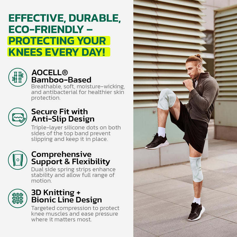 Compression Knee Brace for Women & Men, 2 Pack AOCELL Knee Sleeve Support for Knee Joint Pain Relief, ACL, Meniscus Tear, Arthritis - Breathable for Workout, Running, Gym, Sports, Fitness M Medium Sage