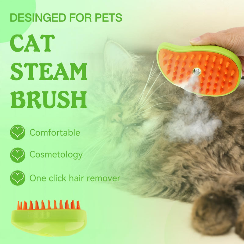 3-in-1 cat brush with steam, steam brush cat Steamy Brush cat steam brush for cats with spray cat brush with water cat steam brush grooming brush for cats and dogs for hair removal green - BeesActive Australia