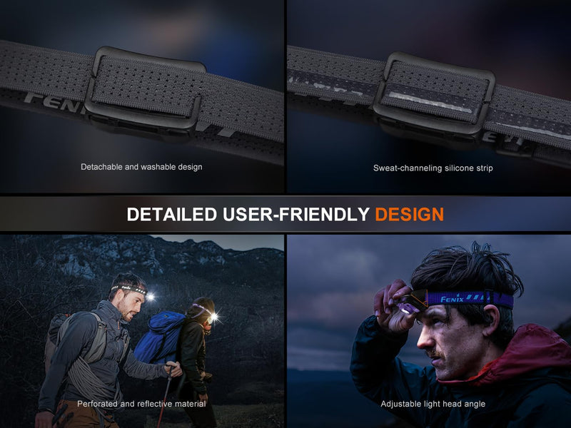 Fenix HL12R V2 USB Rechargeable 500 Lumen LED headlamp with EdisonBright USB Charging Cable (Grey) - BeesActive Australia