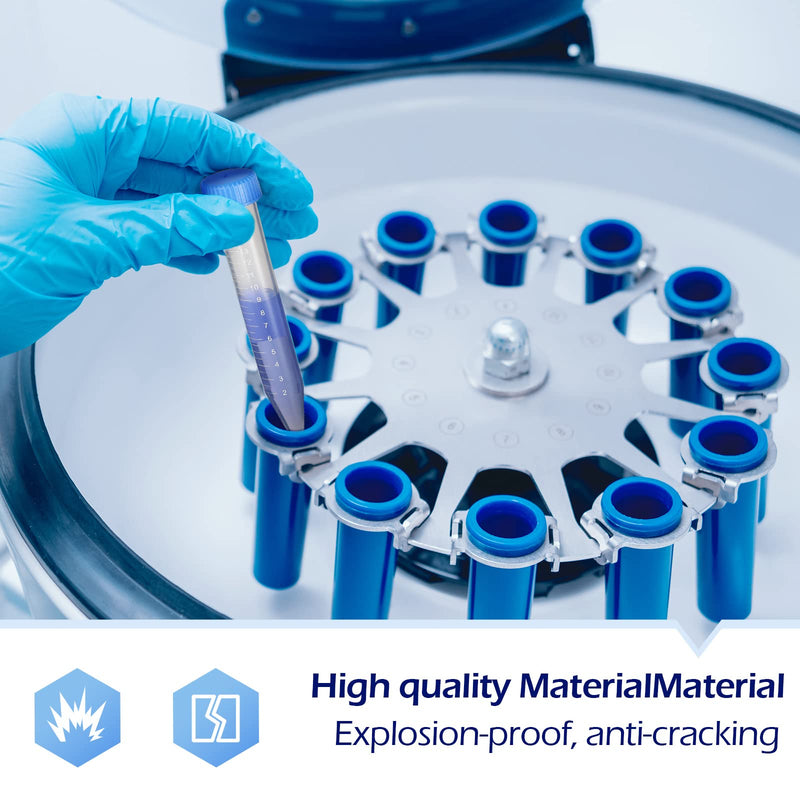 Konohan Conical Centrifuge Tubes Sterile Plastic Test Tubes with Screw Caps Polypropylene Conical Container with Graduated Marks and Bottom(400 Pack,Blue Cap,15 ml) 15 ml Blue Cap 400