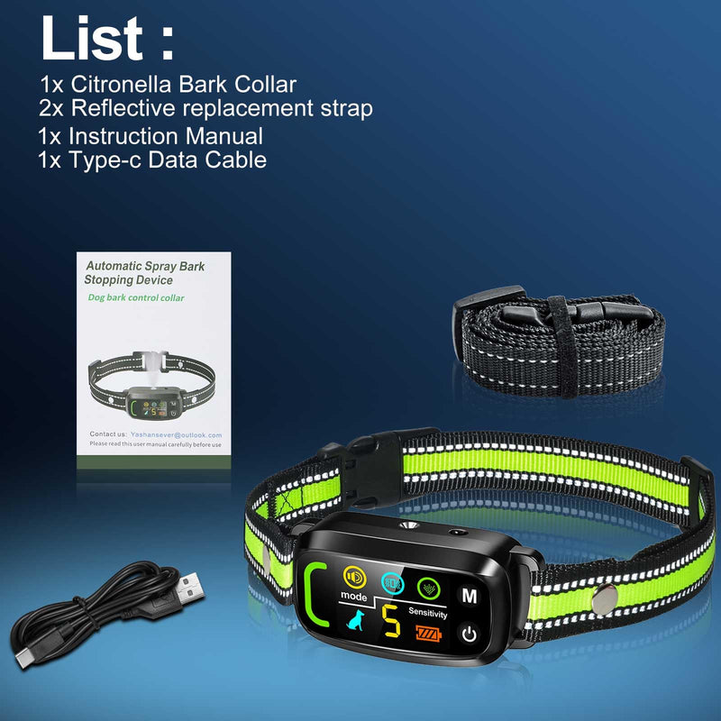 Citronella Bark Collar for Dogs [No Spray Refill] Spray Dog Training Collar, Anti Barking Training Collar with 5 Adjustable Sensitivity Beep Vibration Spray Bark Collar for L/M/S Citronella Dog Collar 1 Pack - BeesActive Australia