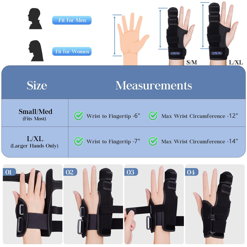 Finger Splint Brace,Supports Pinky,Ring,Middle,Metacarpals & Knuckles,Adjustable Left Right Hand Braces,Straightener for Trigger Fingers Splints,Broken,Arthritis,Fracture,Sprain,Injury,Tendonitis Small/Medium