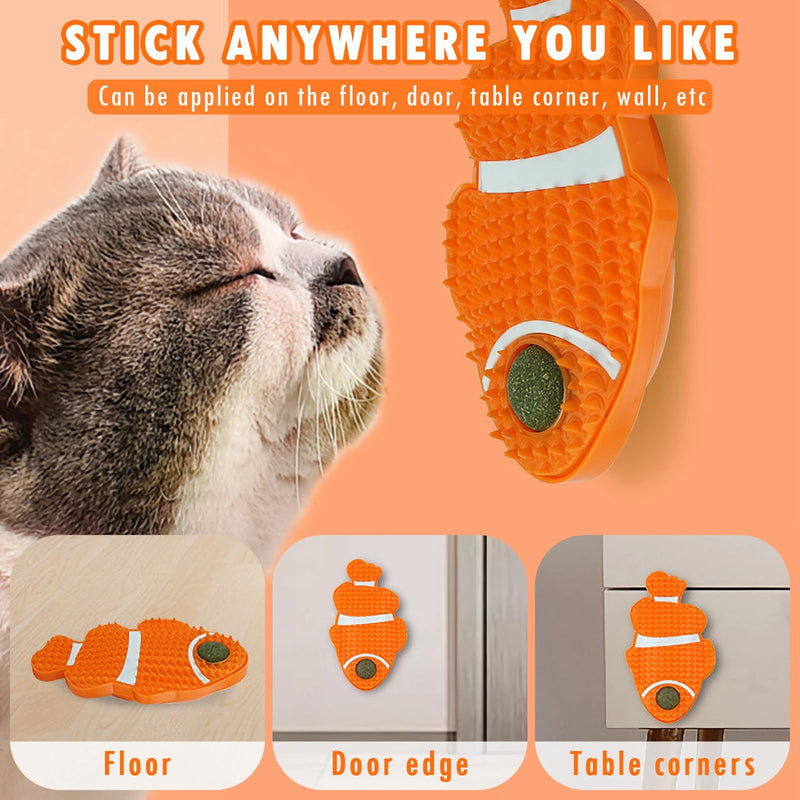 Aerbee 2 Pack Cat Toys Self-Grooming Cat Brush with 2 Catnip Balls & 2 Gall Fruit, Cat Self Grooming with Catnip Toys, Cat Face Scratchers, Cat self Groomer for Indoor Cats, Cat Corner Brush Wall - BeesActive Australia