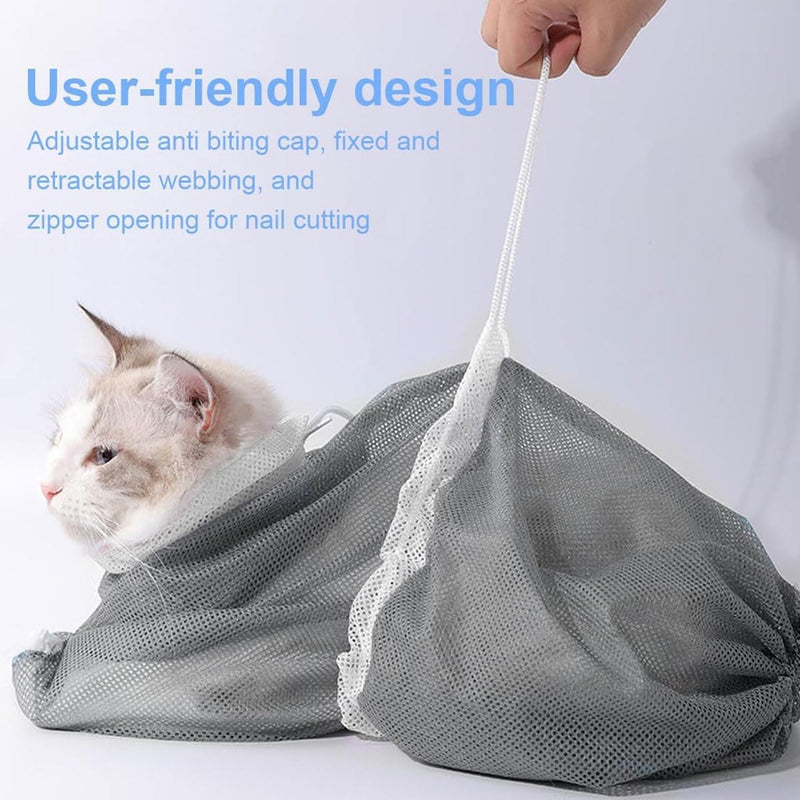 EORPAVU Cat Claw Care, Cat Claw Care, Adjustable Cat Bath Bag, Fixed Bag for Cats and Dogs, Bath Bag, Grooming Bag (20" x 12.5") - BeesActive Australia