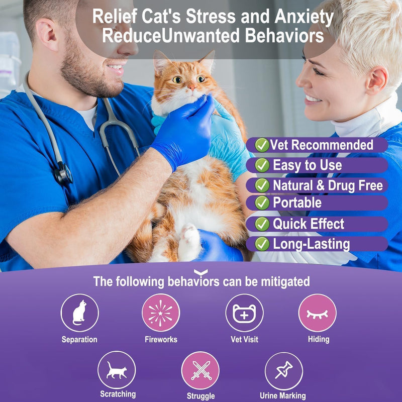 Cat Calming Spray with Pheromones – Anxiety & Stress Relief for Cats – Reduce Scratching Furniture, Urine Marking & Aggression – Calming Aid for Travel, Vet Visits & Home – 60-Day Supply (2 × 60 mL) Transparent