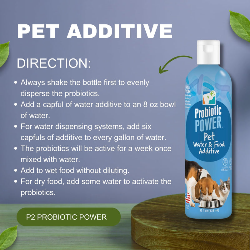 Probiotic Power Pet Water and Food Additive for Dogs, Cats, Horse, Reptiles & Birds – Supports Balanced Digestion, Immune Health, Nutrient Absorption, Plaque Reduction & Energy Boost – 12 oz