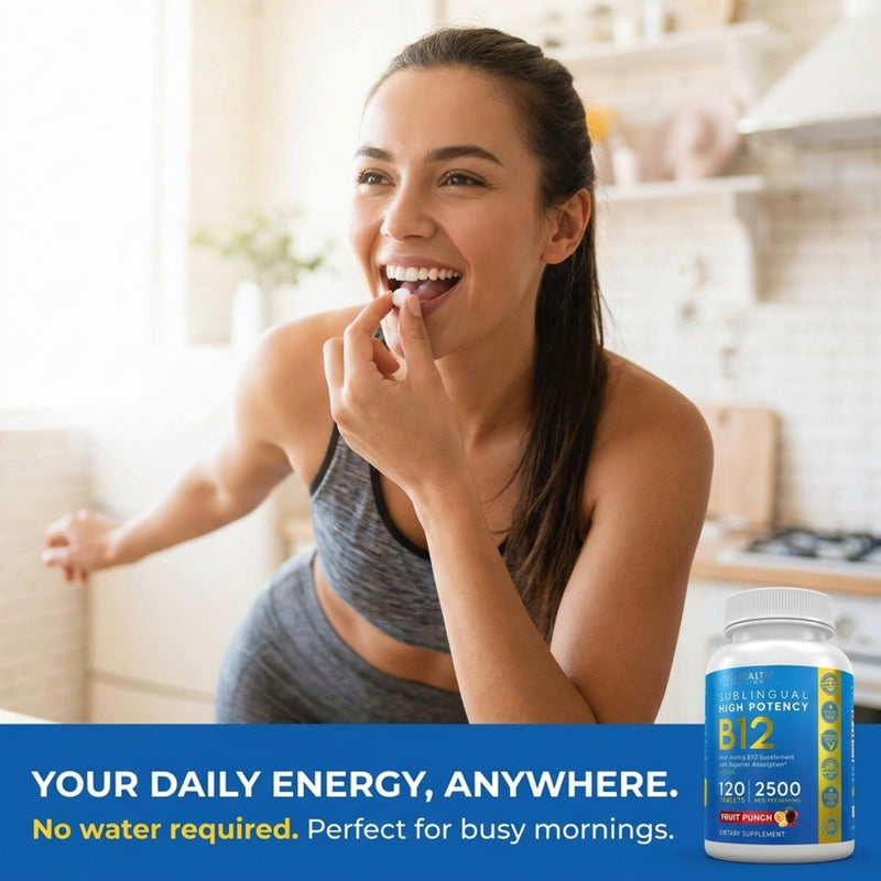 Vitamin B12 Sublingual: High Potency, Vegan B-12 with Methylcobalamin 120ct | Energy Boosting, Quick Dissolve Tablets for Metabolic & Brain Support with Refreshing Fruit Punch Flavor
