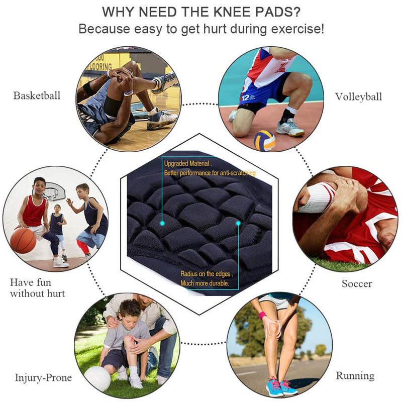 SZKANI Knee Pads Compression Leg Sleeve Knee Sleeve for All Sports Wrestling Protector Gear, 1 Pair of Knee Paded Black_2 Pack Medium - BeesActive Australia