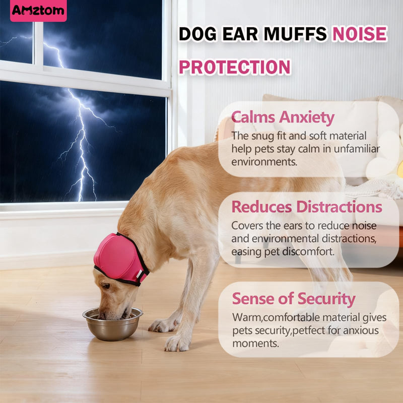 Dog Calming Hood for Grooming & Bathing,Soft Dog Ear Cover for Blow Drying & Bath Time,Stretchy Dog Ear Wrap for Anxiety Relief During Thunderstorms,Fireworks & Travel,Pink,S Pink S(Head Circle:10-14)