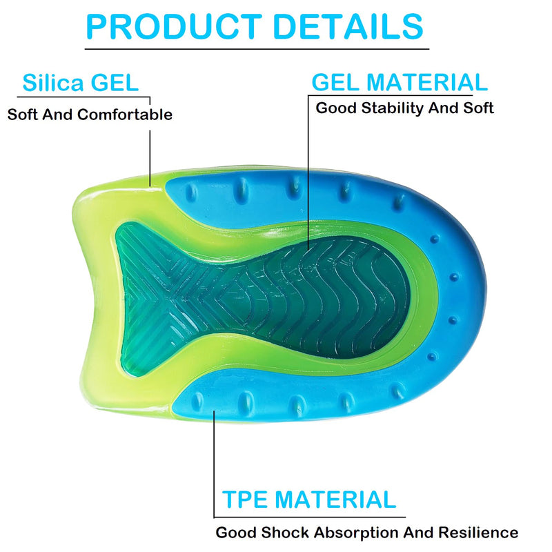 Kids Heel Cups for Heel Pain Sport Shock Absorbing Lightweight Gel Heel Inserts for Kid's with Sensitive Heels, Heel Spurs, Plantar Fasciitis, or Ankle Pain (2 Pairs Kid's Size 3-7 / Women 4-8) 2 Pairs Kid's Size 3-7 / women 4-8