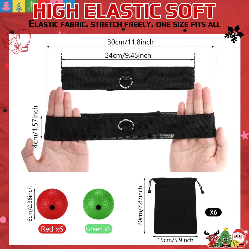 Soulchen 12 Pack Christmas Boxing Reflex Ball with 6 Headband and 6 Carry Bag, Boxing Ball for Reflex Training Fitness Improve Hand Eye Coordination, Punching Speed for Family