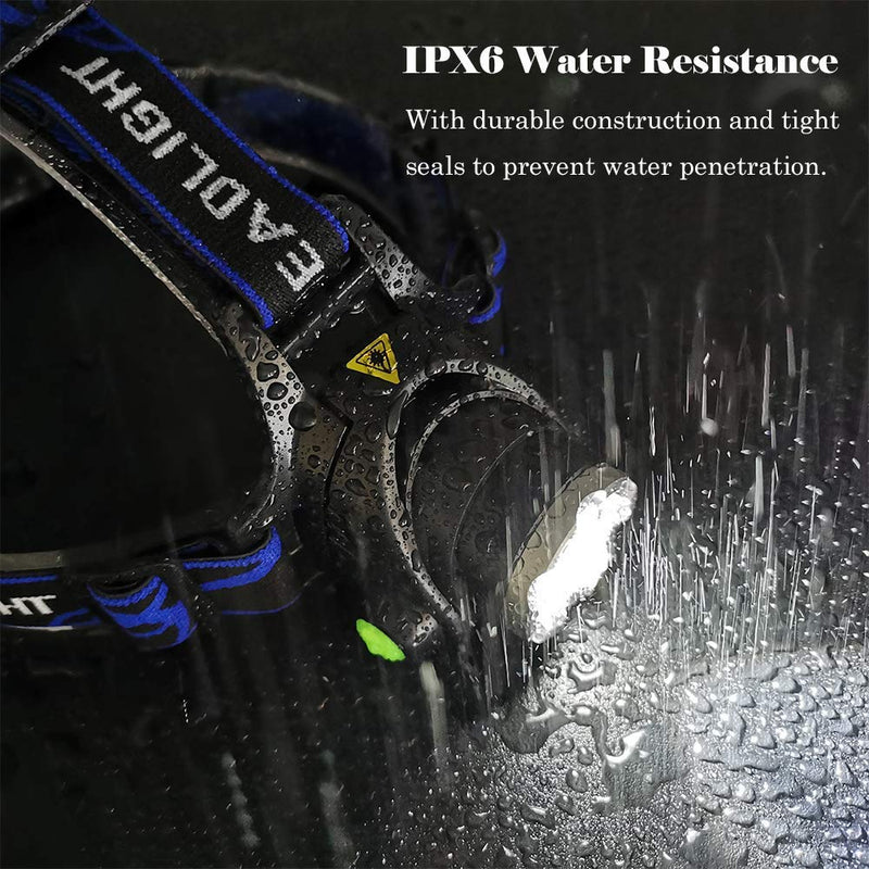 Multicolor Headlamp Flashlight 1000 Lumen Waterproof Zoomable Led Headlight with White Red Green Blue Light