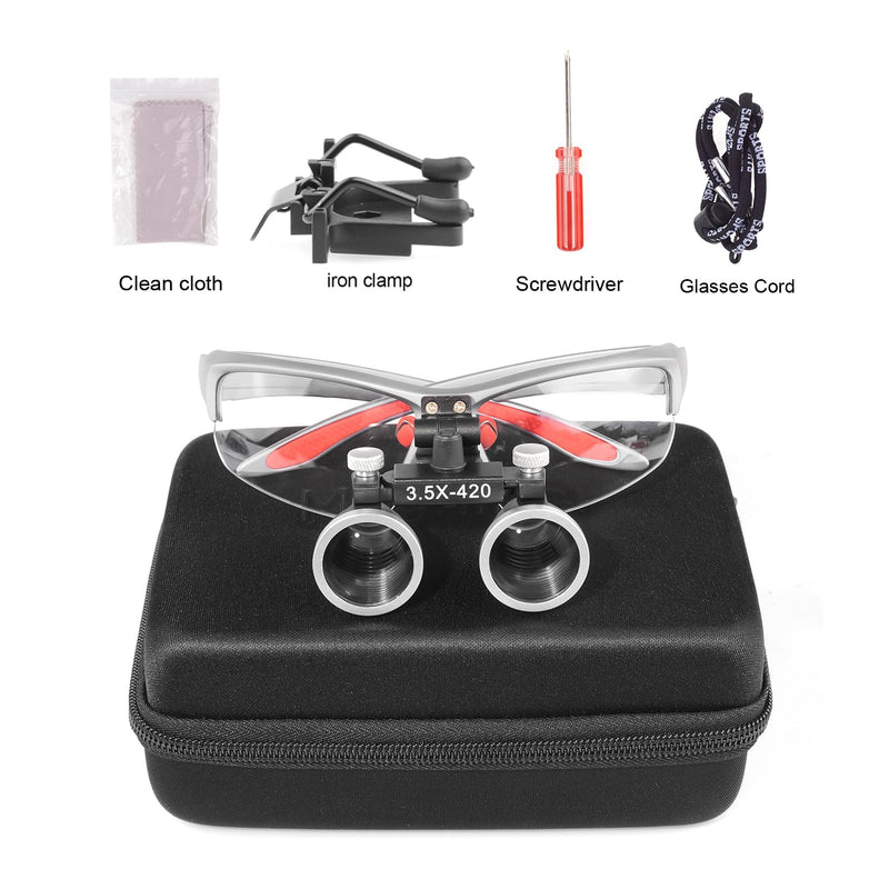 Loupes 2.5X 3.5X Magnification Binocular Magnifier Optical Glass Lens (3.5X, Silver)
