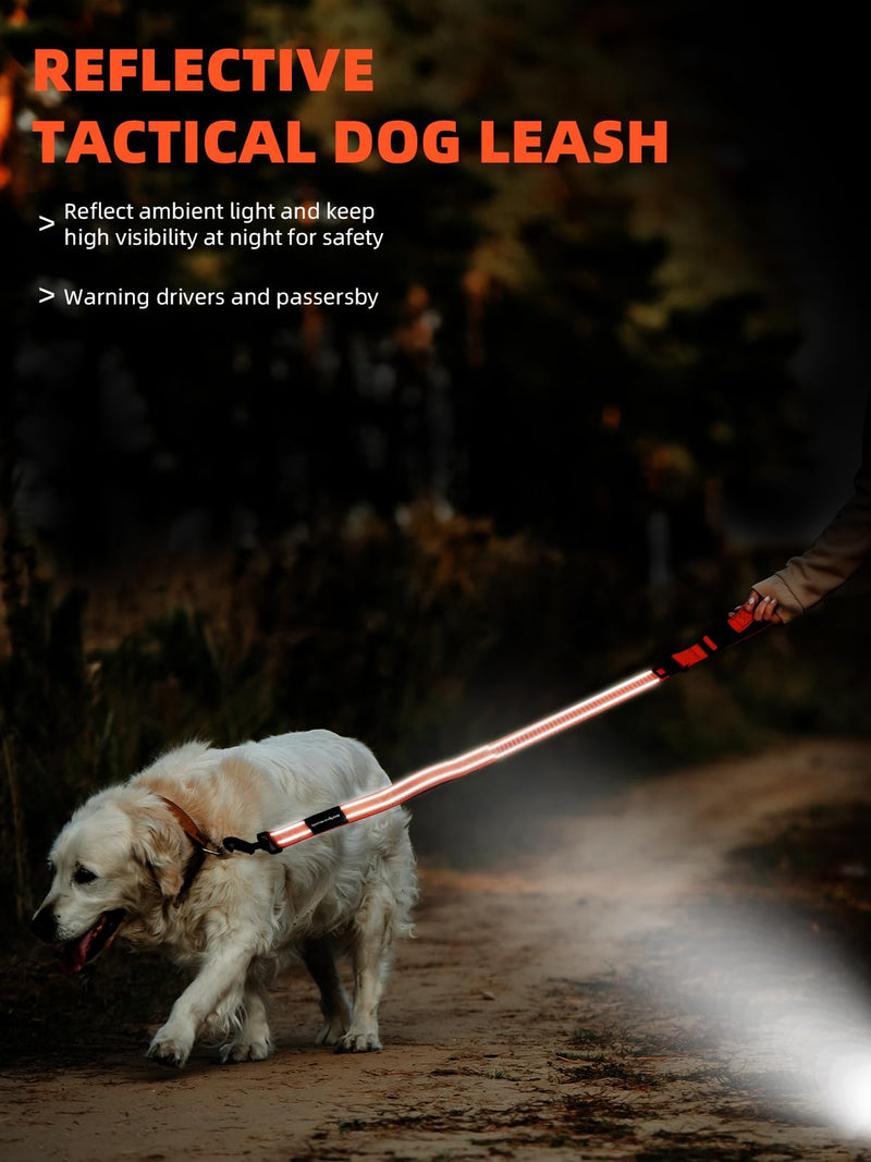 Heavy Duty Double-Handle Dog Leash with Reflective Design,4~6FT No-Pull Dog Leash for Medium to Large Dogs,Traffic Handle and Retractable Car Safety Harness with Elastic Bungee Leash. - BeesActive Australia
