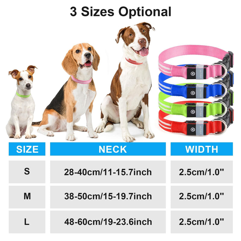 PcEoTllar Luminous Dog Collar Rechargeable, LED Dog Collar Luminous with 3 Light Modes, Luminous Dog Collar Adjustable Waterproof for Small Medium Large Dogs, Green-L L(48-60cm/19-23.6inch) Green(TC5000) - BeesActive Australia