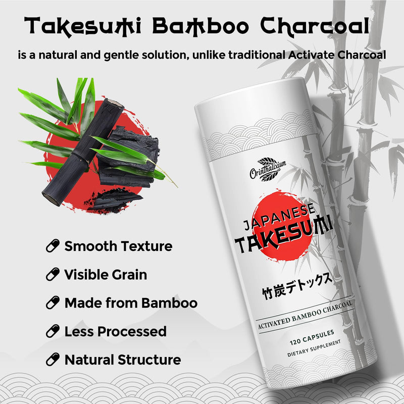 Takesumi Activated Charcoal 2000mg ‚Äì Activated Charcoal from Bamboo for Max Absorption, Detox & Gut, 120 Vegan Capsules 120 Count (Pack of 1) - BeesActive Australia