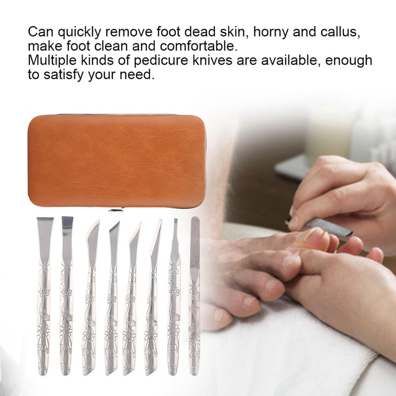 8Pcs Ingrown Toenail Removal Kit, Stainless Steel Pedicure Kit, Pedicure Knife Dead Skin Removal, Ingrown Toenail Treatment Tool Set with A PU Leather Box - BeesActive Australia