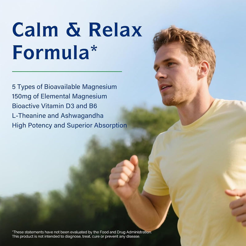 Innate Vitality Magnesium Complex, Magnesium Glycinate Citrate Malate Taurate with Ashwagandha L-Theanine Vitamin D3 & B6, High Absorption, Full Spectrum, Bones Stress Sleep Support, 90 caps