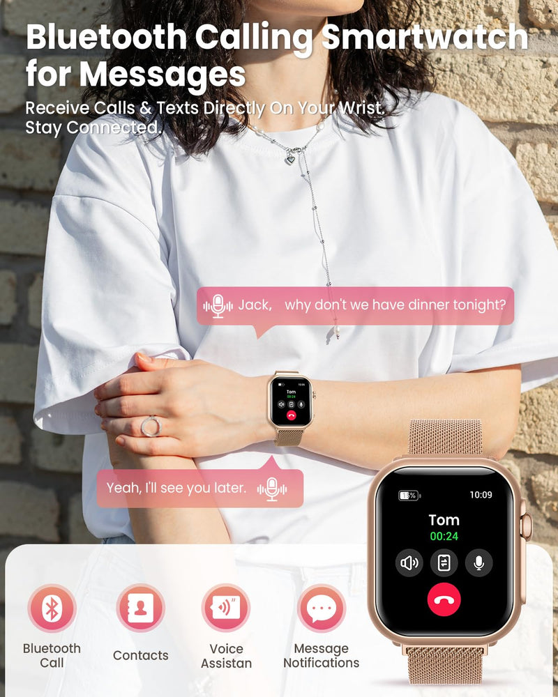 Smart Watch for Women for iPhone Android: 1.85" Smart Watch with 30 Days+ Battery Life Make/Recive Call Heart Rate SpO2 Sleep Monitor 120+ Sport IP68 Waterproof Fitness Tracker Watch Pedometer Reloj - BeesActive Australia