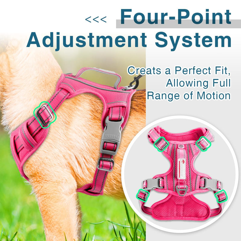 BARKBAY Dog Harness No Pull with ID Tag Pocket - Heavy Duty, Reflective, Easy Control for Large Dogs (Pink,M) Medium(Chest:22-27") Pink - BeesActive Australia