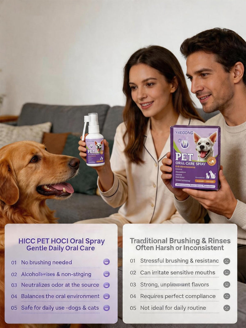 Natural Plant Extract Dog Breath Freshener Spray - No Brushing Oral Care Mist for Dogs & Cats, Gentle Alcohol-Free Formula for Plaque & Tartar Control