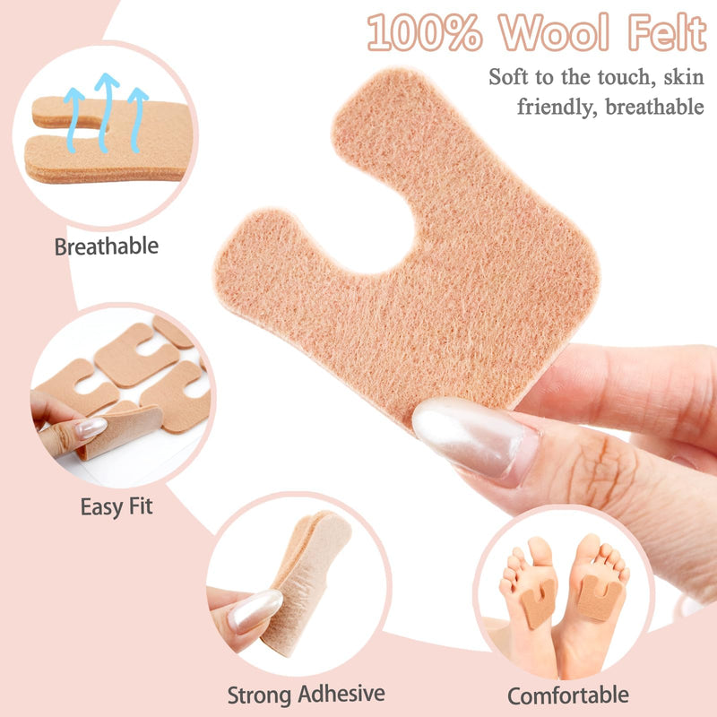 72Pcs U Shaped Callus Pads Self Adhesive Felt Foot Cushions for Plantar Pain Relief Brown Foot Callus Cushions to Prevent Rubbing Foot Care Pads for Men Women Beige - BeesActive Australia
