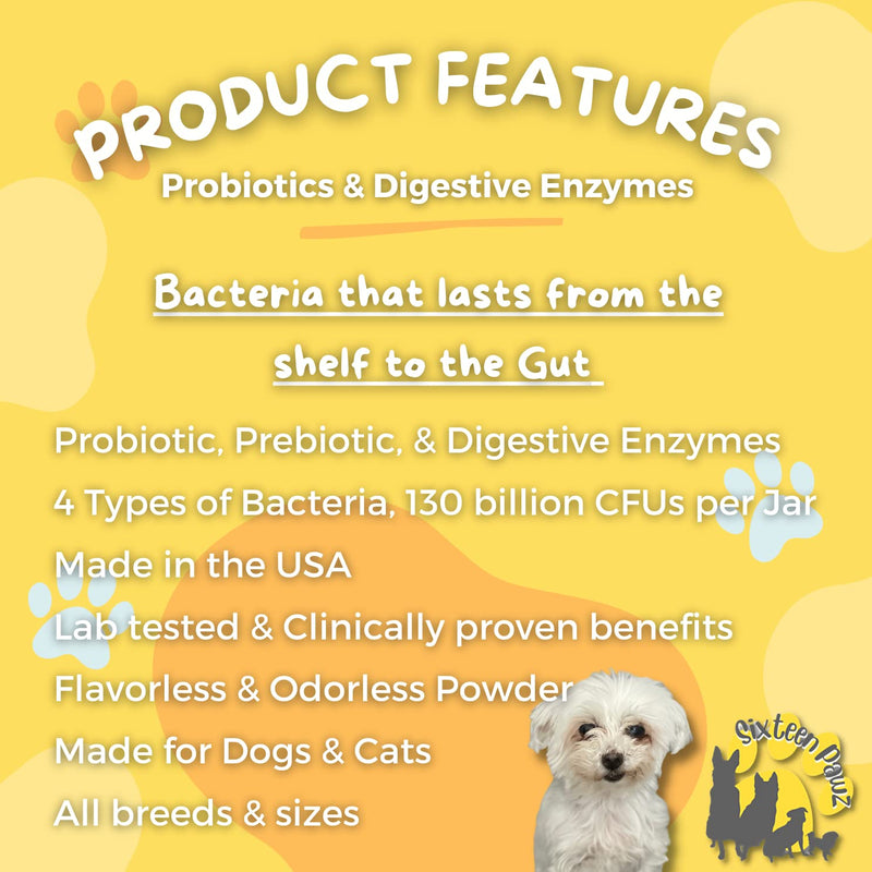Probiotics, Prebiotics, & Digestive Enzymes for Dogs| Limited Ingredients| Organic |Digestive Support |Allergy Relief |Immune Support| Reduces Inflammation| Diarrhea & Gas Relief 65g - PawsPlanet Australia