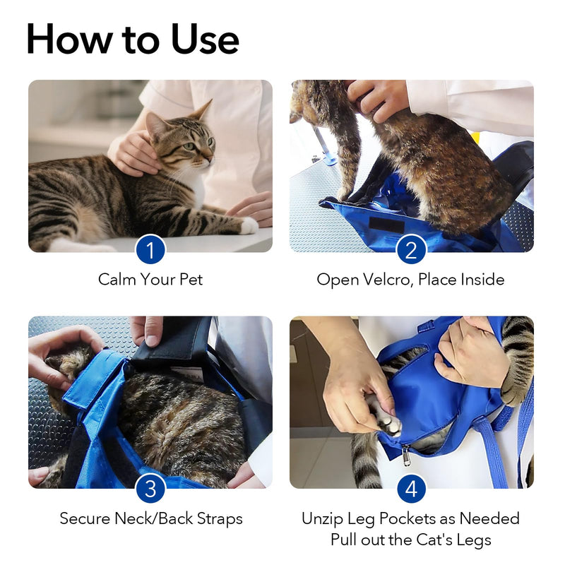 Pet Grooming Bag for Nail Trimming & Anti-Scratching – Restraint Cat/Dog for Claw Care, Medical Exams, 17" L x 10" W, Fits 8-12 lbs (Green, Medium) Green