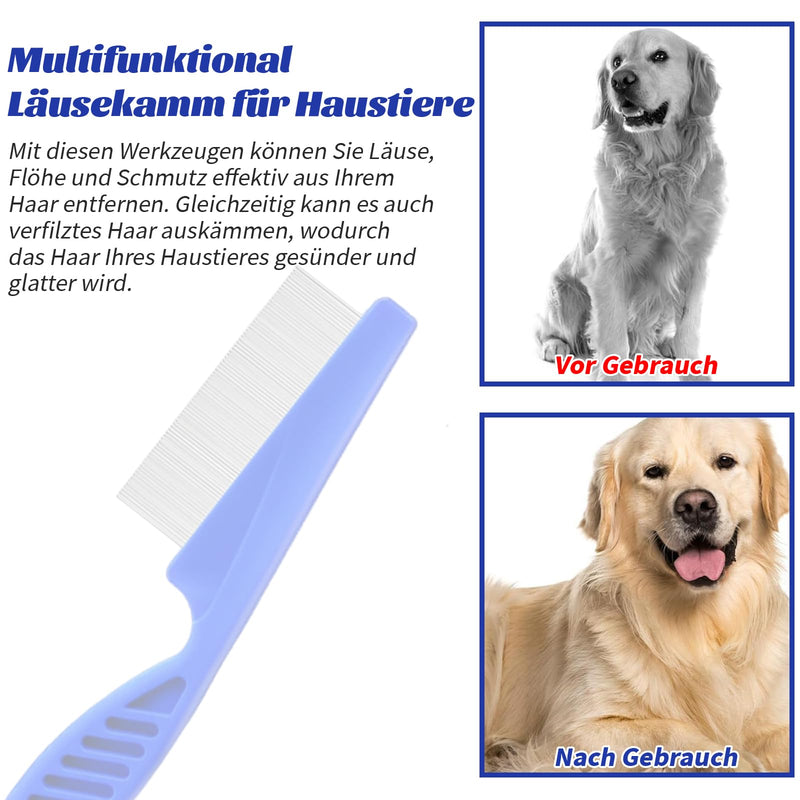 MAEXUS 5 piece cat dog flea comb set, lice comb for pets, pet tear stain remover comb, metal teeth lice comb, double-sided nit comb, effectively removes fleas and lice, for pet care - BeesActive Australia
