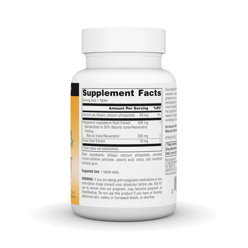 Source Naturals, Vegan Resveratrol 200 mg - 60 Tablets | For Heart And Healthy Aging 60 Count (Pack of 1)