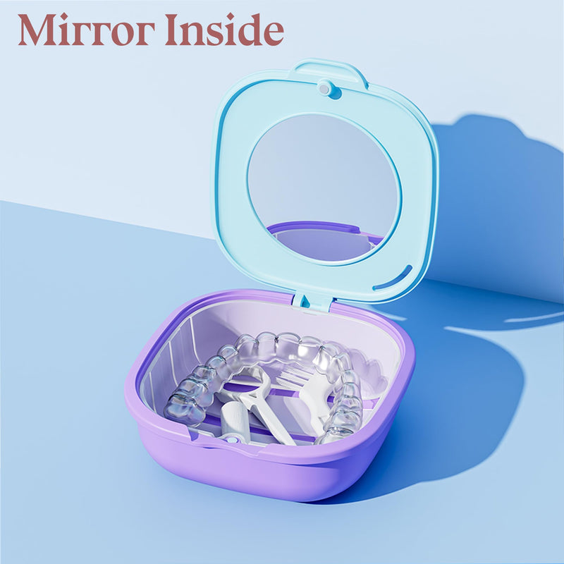 HyJeryty Beige Retainer Case with Mirror & Vent Orthodontic Aligner with Magnetic Closure Dental Mouth Guard Night Guard Holder - BeesActive Australia