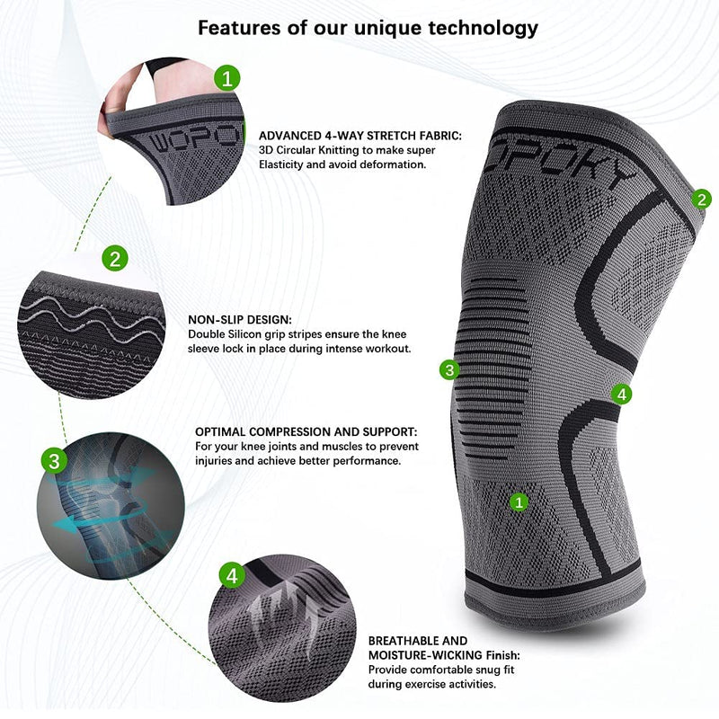 Knee Brace Sleeves for Weightlifting Working out, Knee Pain Relief for Meniscus Tear Arthritis ACL MCL (2 Pack) Large Beige - BeesActive Australia