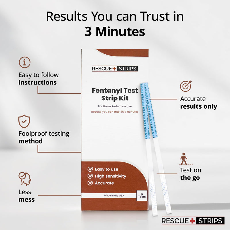 Fentanyl Test Strips Kit I 5-Pack for Quick and Reliable Detection Drug Test Strips for Liquids, Powders, Pills, Urine I Tested at University of Notre Dame