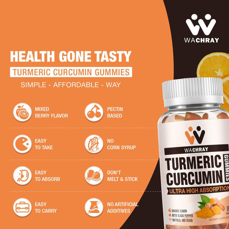 Turmeric Curcumin Gummies with Ginger & Black Pepper Extract Vegan 3 Pack | Tumeric Gummy Supplements for Pain Inflammation Joint Weight Health Support - Organic, Gelatin-Free - for Adults and Kids