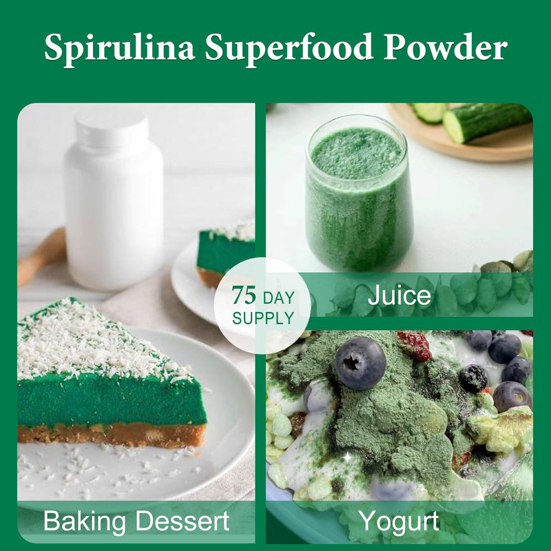 USDA Organic Spirulina Powder, 8 oz - Rich in Vegan Protein, Vitamins & Minerals | Natural Green Superfood, Source of Chlorophyll | Non-Irradiated, Non-GMO, Gluten Free 8 Ounce (Pack of 1)