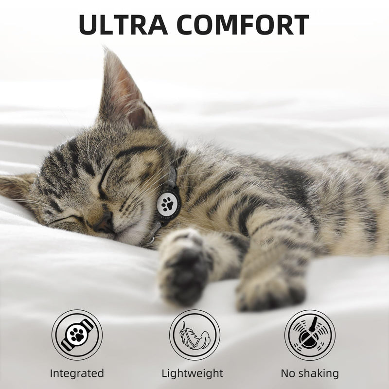 Waterproof Airtag Cat Collar, Reflective Cat Airtag Collar with Bell, Breakaway Cat collar AirTag Holder, Lightweight Kitten Collar for Apple Air tag, Cat GPS Collars for Girl Boy Cats, Kitten (Black) Black - BeesActive Australia