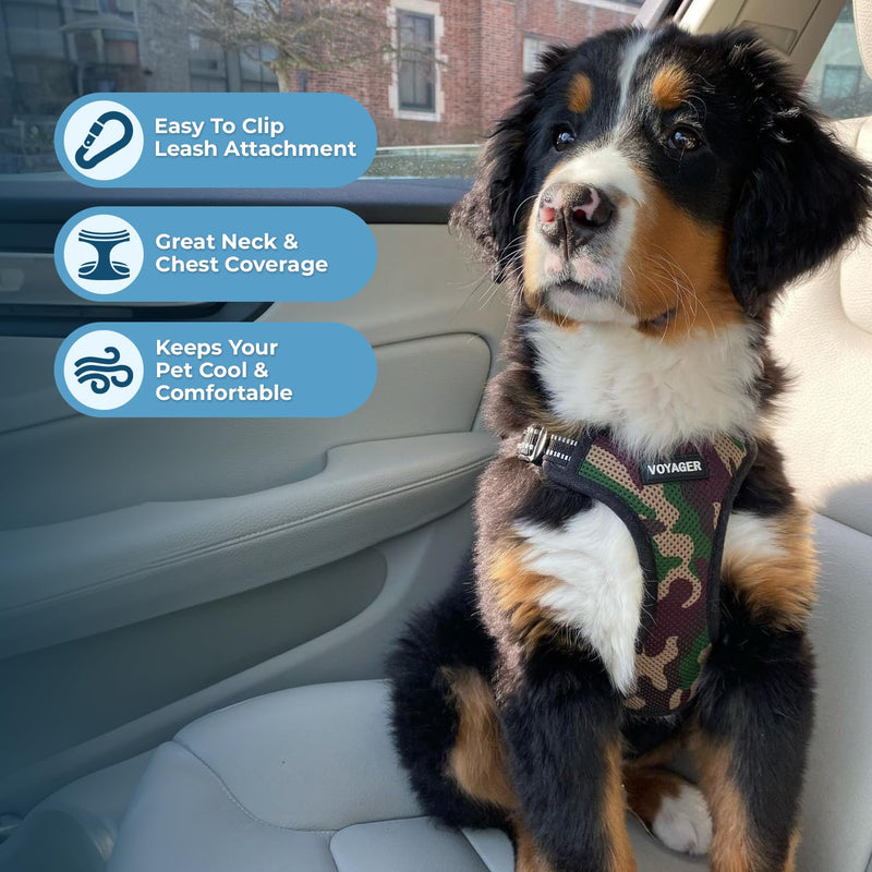 Voyager Step-in Lock Pet Harness - All Weather Mesh, Adjustable Step in Harness for Cats and Dogs by Best Pet Supplies - Army/Black Trim, S Harness (Army/Black Trim) S (Chest: 15 - 18") - BeesActive Australia