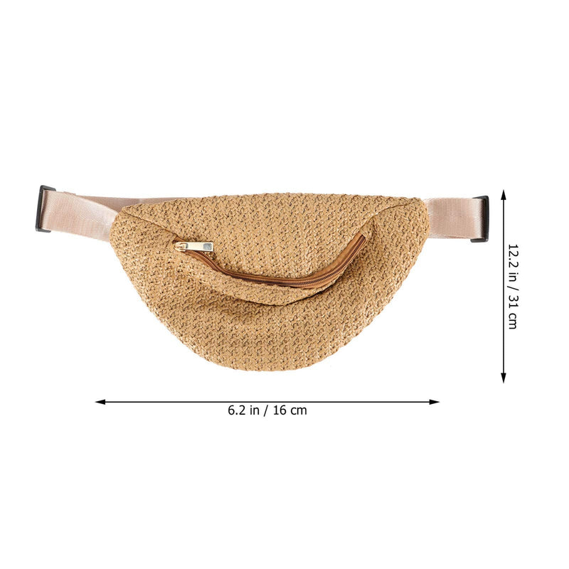 PRETYZOOM Hip Bag 1pc waist bag Chest Waist Pouch Cross- body Pouch Imitation Straw Woven Waist simulation straw chest fanny pack Belt s Dark Brown