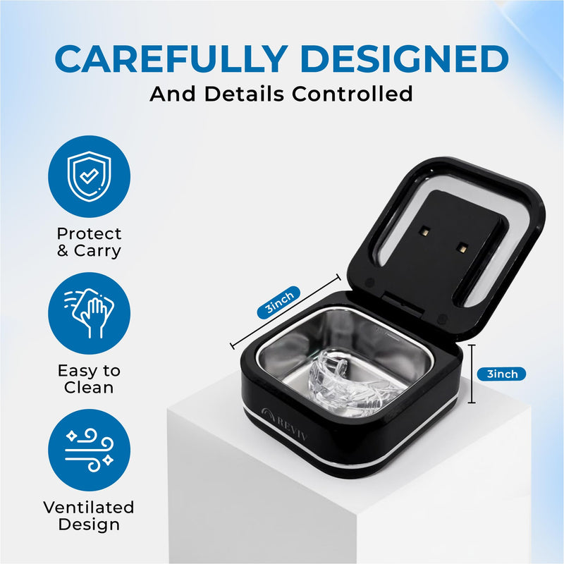 Reviv RePod Mouth Guard Ultrasonic Retainer Cleaner Case | Portable Ventilated Travel Denture Case | Ultrasonic Cleaner Storage for Nightguards, Dental Trays, Aligner And Retainer Cleaner Pod - BeesActive Australia