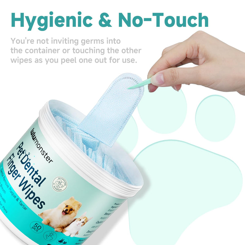 Pet Dental Finger Wipes for Dogs & Cats, Dog Teeth Cleaning Wipes Tooth Brushing Kit by Remove Plaque and Tartar & Freshens Breath Buildup No-Rinse Dog Finger Toothbrush White - BeesActive Australia