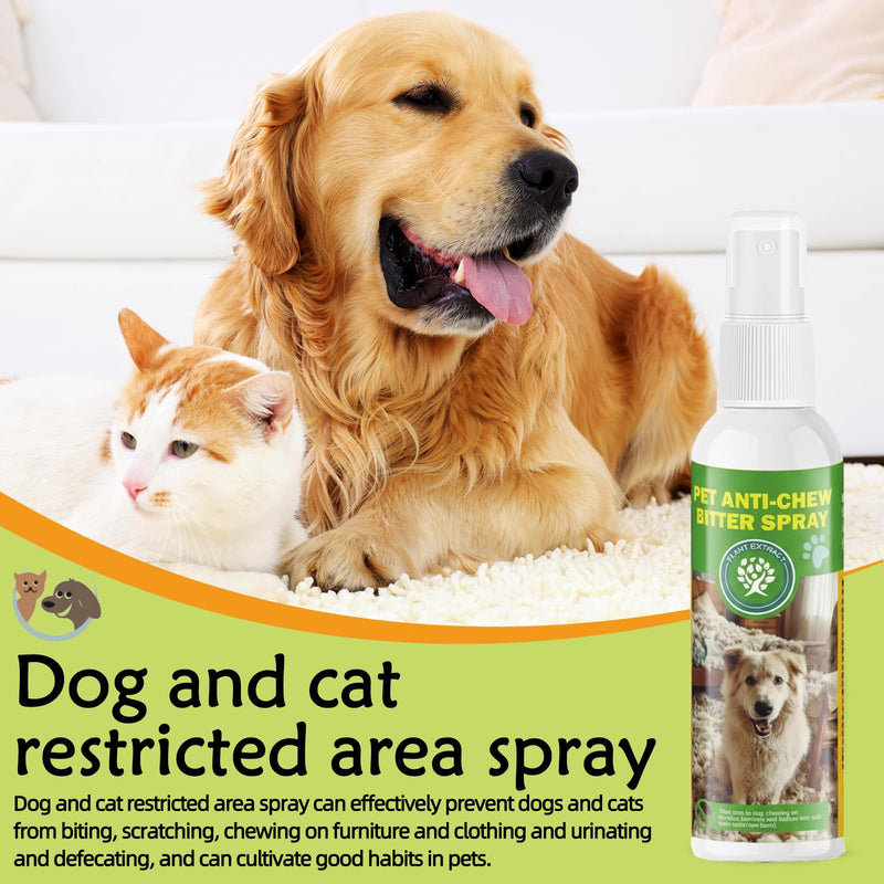 Bitter Apple Spray for Dogs to Stop Chewing - Effective No Chew Spray for Dogs & Cats - Natural Sour Apple Spray -Professional Anti Chew Training Deterrent- 4oz (120ml)