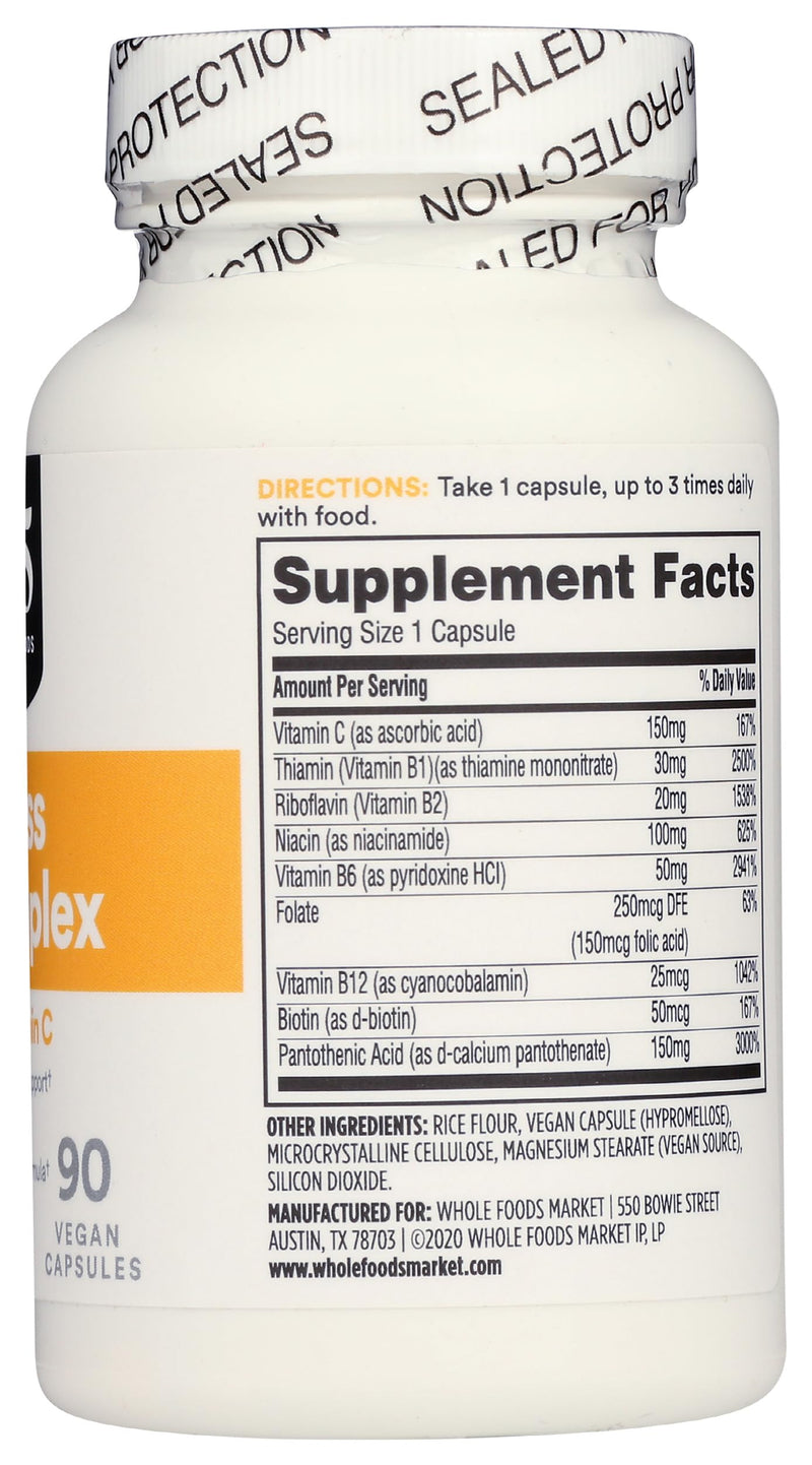 365 by Whole Foods Market, Vitamin B Stress Complex with Vitamin C, 90 Veg Capsules