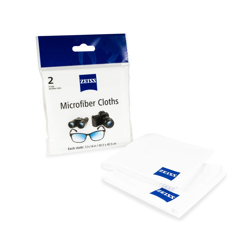 ZEISS MicroFiber Lens Cleaning Cloth (Pack of 2) JUMBO SIZE 2 Piece Cloth Set