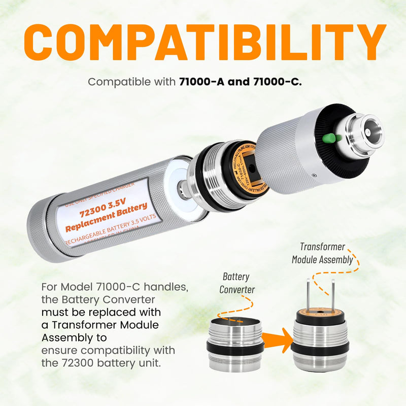 72300 Rechargeable Battery Compatible with Welch Allyn Otoscope 71000-A / 71000-C | 3.5V 800mAh